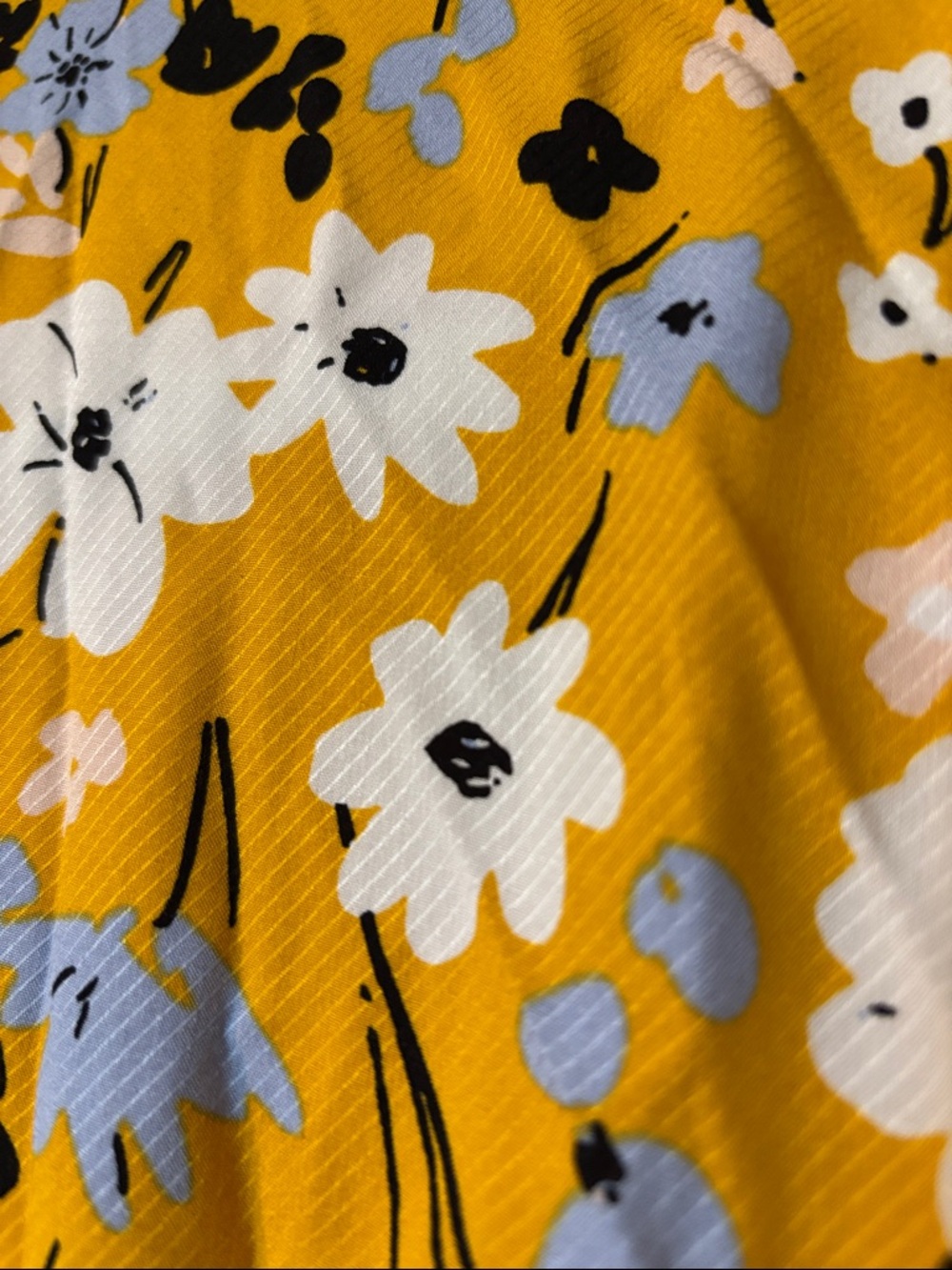 LOFT Outlet Mustard Floral Button-Front Drawstring Waist Dress, Medium, like new - Picture 4 of 7